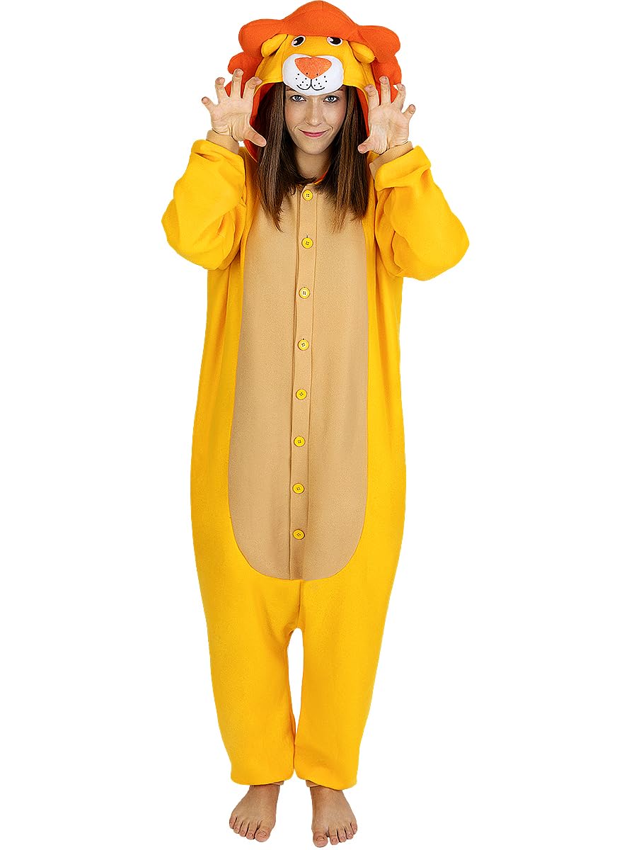 Funidelia | Disfraz de león onesie para hombre y mujer Animales, Desierto - Disfraz para adultos y divertidos accesorios para Fiestas, Carnaval y Halloween - Marrón