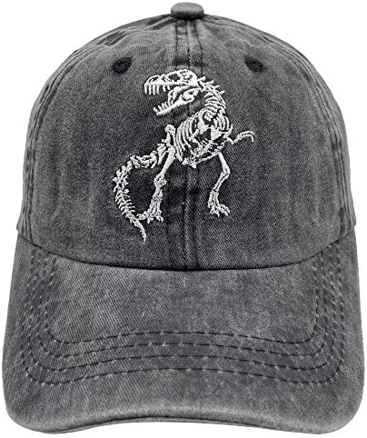 NVJUI JUFOPL Boys' Skull Dinosaur Hat, Washed Vintage Summer Baseball Cap for Kids Ages 3-11