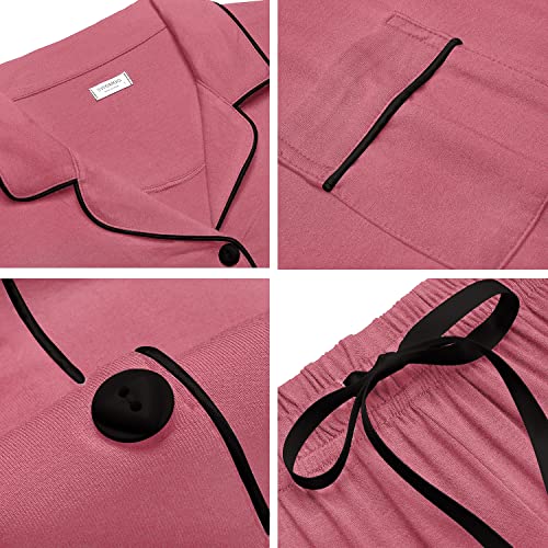 Image of SWOMOG Womens Button Down Pajamas Set Short Sleeve Sleepwear Bride Soft Pj Lounge Sets XS-3XL