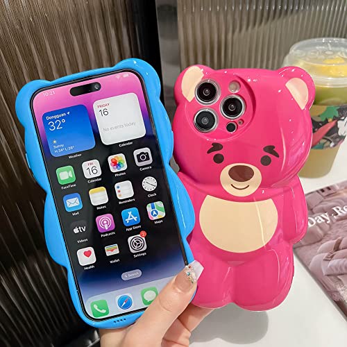 Kerzzil 3D Clown Bear Phone Case Compatible With Iphone 14 Pro Max Case, Cute Cartoon Animal Soft Silicone Shockproof Cover For Women Girls(Blue) #TOP4