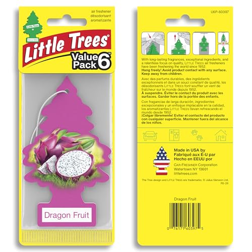 Image of LITTLE TREES Car Air Freshener | Hanging Tree Provides Long Lasting Scent for Auto and Home | 24 Air Fresheners |Dragon Fruit