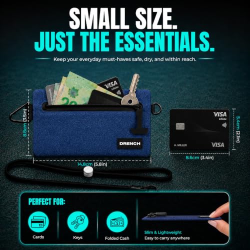 Image of Drench RFID Waterproof Floating Wallet IPX8 Dry Bag for Cards & Cash, Blue