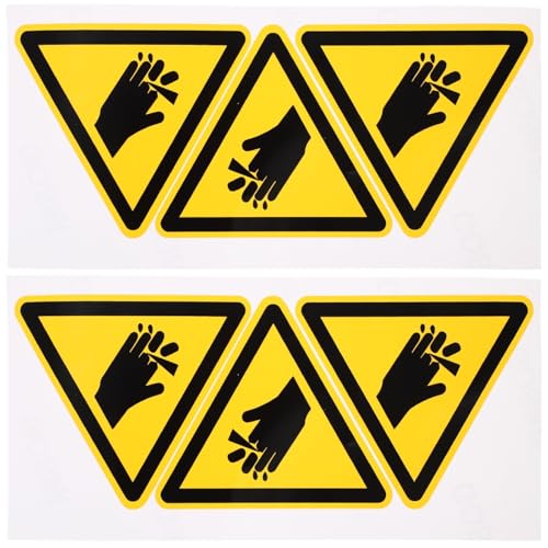 Healvian Industrial Safety Warning Sign Stickers 6-Pack Self-Adhesive Vinyl Caution Labels for Machinery and Workplace Safety