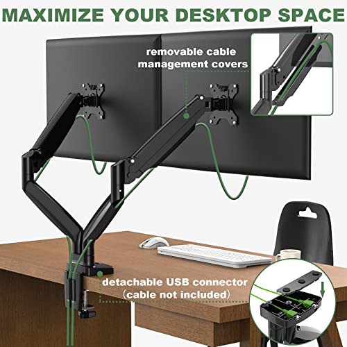 Image of UPGRAVITY Dual Monitor Mount, Dual Desk Mount for Two Ultrawide 22 inch-34 inch Flat /Curved Computer Screens, Fully Adjustable Gas Spring Double Stand Arms Hold 26.5lbs, VESA 75x75 /100x100mm
