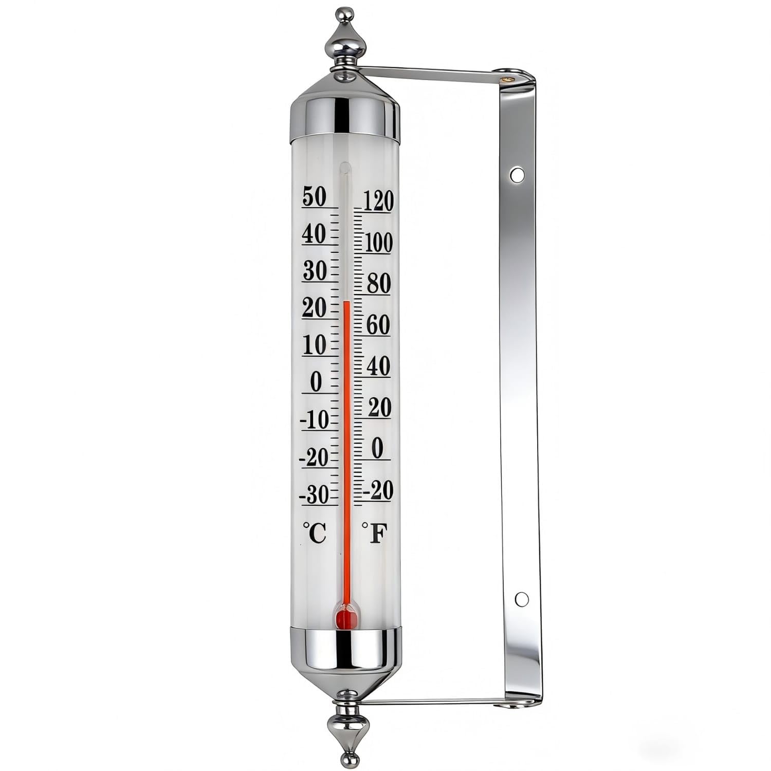 Hanging Garden Thermometer Decorative Outdoor Thermometer Dual Scale Instrument Vertical for Gardeners, Patio, Greenhouse, Silver-image-10
