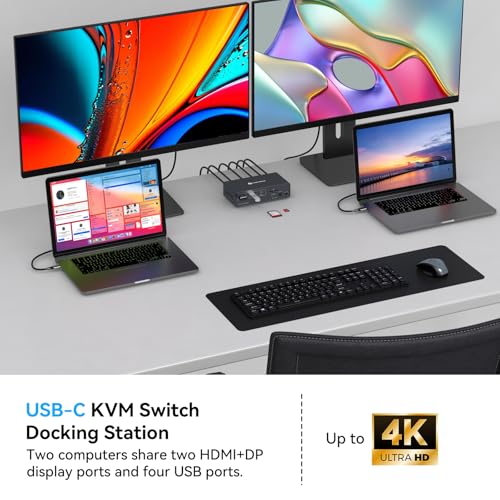 KVM Switch USB C station d'accueil MacBook et Windows HDMI 4K double écran étendu - 4