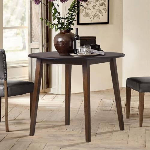 COLAMY 35.8" Wooden Kitchen Table, Expandable Folding Round Table for Small Spaces, Small Kitchen, Drop Leaf Dining Room Desk for Home, Apartment,Office - Lightbrown by COLAMY - Used condition - Image 7
