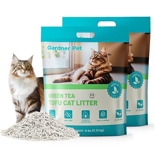 Gardner Pet Natural Tofu Cat Litter with Green Tea Extract - [2026] Fast Absorbing & Strong Clumping, Low Dust Cat Litter for Odor Control, Easy Scooping for Multi-Cat Homes, 6lbs x 2 Pack