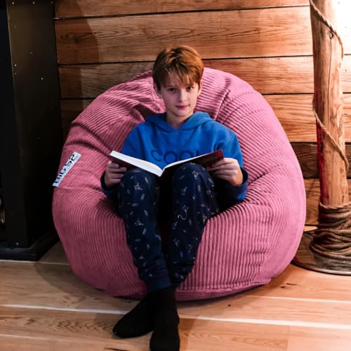 LIVEDECO Avtagbar sittsäck med pärlor, rosa manchester, inomhus för vardagsrum, sovrum, BiG52