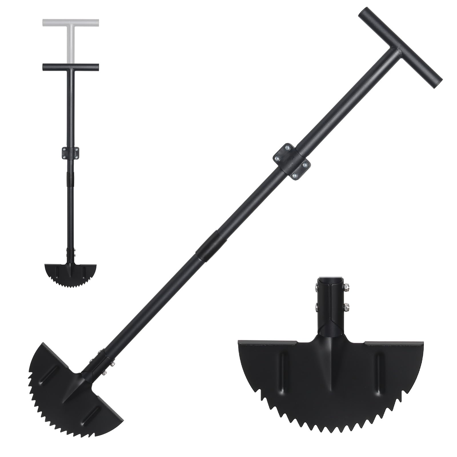 Coupe-bordures de pelouse, outil manuel de délimitation de gazon avec manche réglable 86-106cm, coupe-bordures de jardin noir, coupe-bordures de pelouse professionnel à demi-lune aiguisé pour