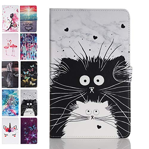 Ancase Funda para tablet compatible con Samsung Galaxy Tab S6 Lite 104 pulgadas 2020 SM P615 P610 funda de piel con estampado funda con tapa y tarjetero gato blanco y negro