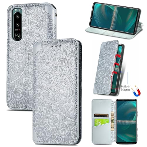 Étui Sony Xperia 5 III protection rabat gris König Design fonction support
