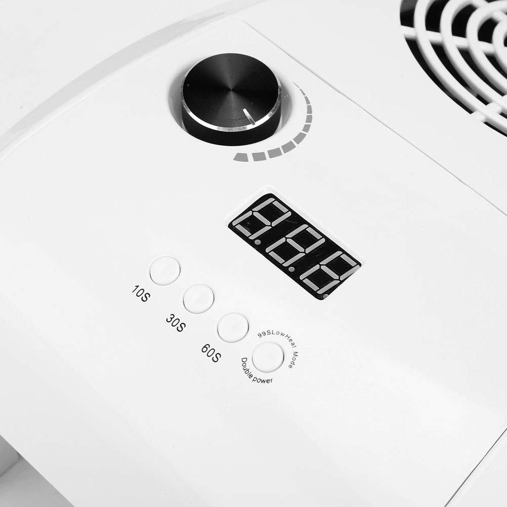 Aspirador profesional de uñas de 80 W con succión potente, colector de polvo integrado y lámpara LED de curado (24 luces), ideal para salones y uso doméstico, compatible con enchufe europeo
