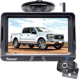 Tomoia Caméra de Recul sans Fil HD 1080P 5 Pouces Camera de Recul Voiture Ensemble étanche Vision Nocturne T2