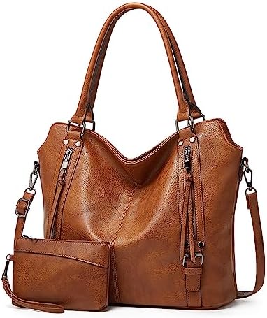 TANTOMI Handtasche Damen Elegante Vintage-Handtasche für Damen, große Umhängetasche aus weichem Material, inklusive Crossbody Shopper Tasche und abnehmbarem Schulterriemen