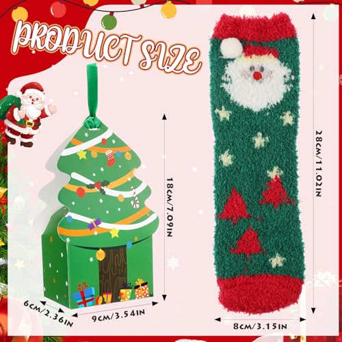 Image of Twistover 6 Pairs Christmas Fuzzy Socks Holiday Slipper Xmas Bed Socks with Gift Box for Holiday Adult Xmas Gifts