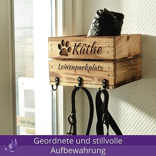 CHICCIE Leinenparkplatz Personalisierte Garderobe für Leinen 22x20x15cm Geflammt