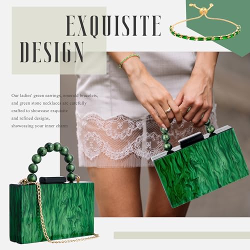 Image of Dansydaisy 4 Pcs Acrylic Clutch Bag for Women Evening Handbag Gold Layered Necklace Bracelet Earrings Set for Wedding Party