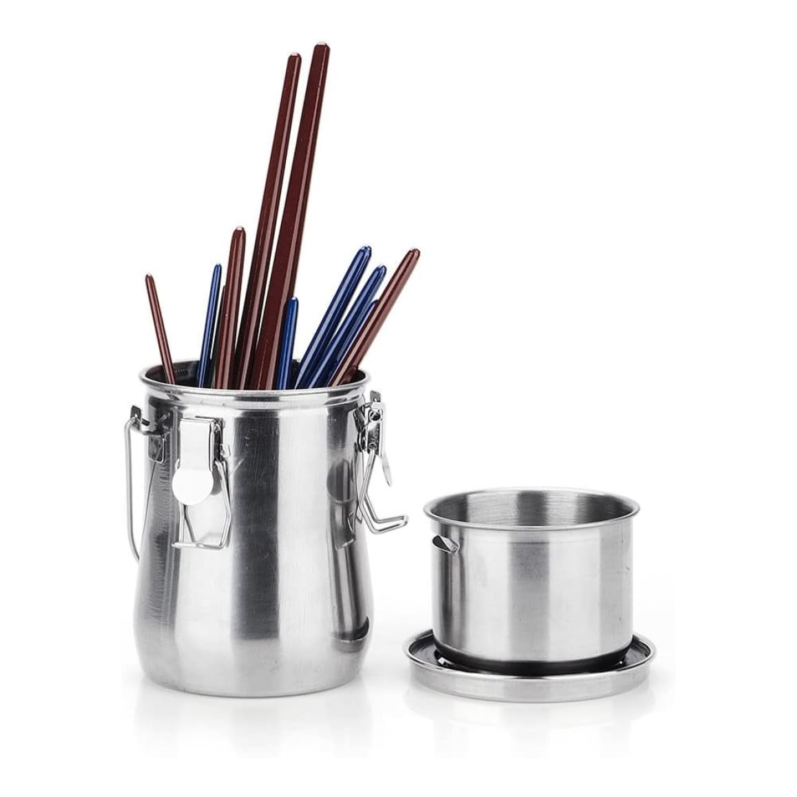 Verfborstel Wasmachine Pot Multifunctionele Verf Borstel Cleaner Pot Plastic Artist Paint Brush Wassen Emmer met Deksel Palet en 16 Gat Borstel Houder voor Olie Acryl Aquarellen Schilderen Grijs