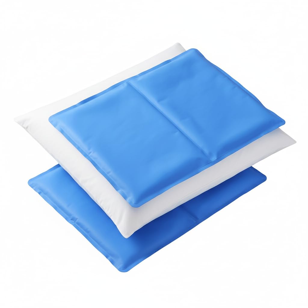 Coussins Rafraîchissants pour Oreiller, Bleu et Blanc, 30 x 40 cm, 1000g, Lot de 2