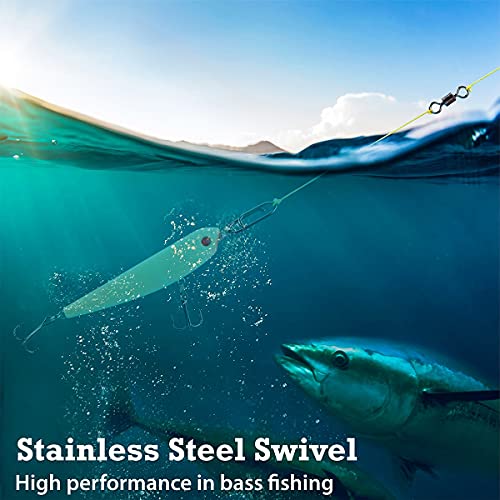 Jeeksoon Fishing Gear - 50 Pcs Rolling Barrel Catfish Tackle Stainless Steel Black Nickel Terminal Connectors Fishing Accessories For Hooks Bait Lure Leaders Bass Jigs Test 100 Lbs #TOP1