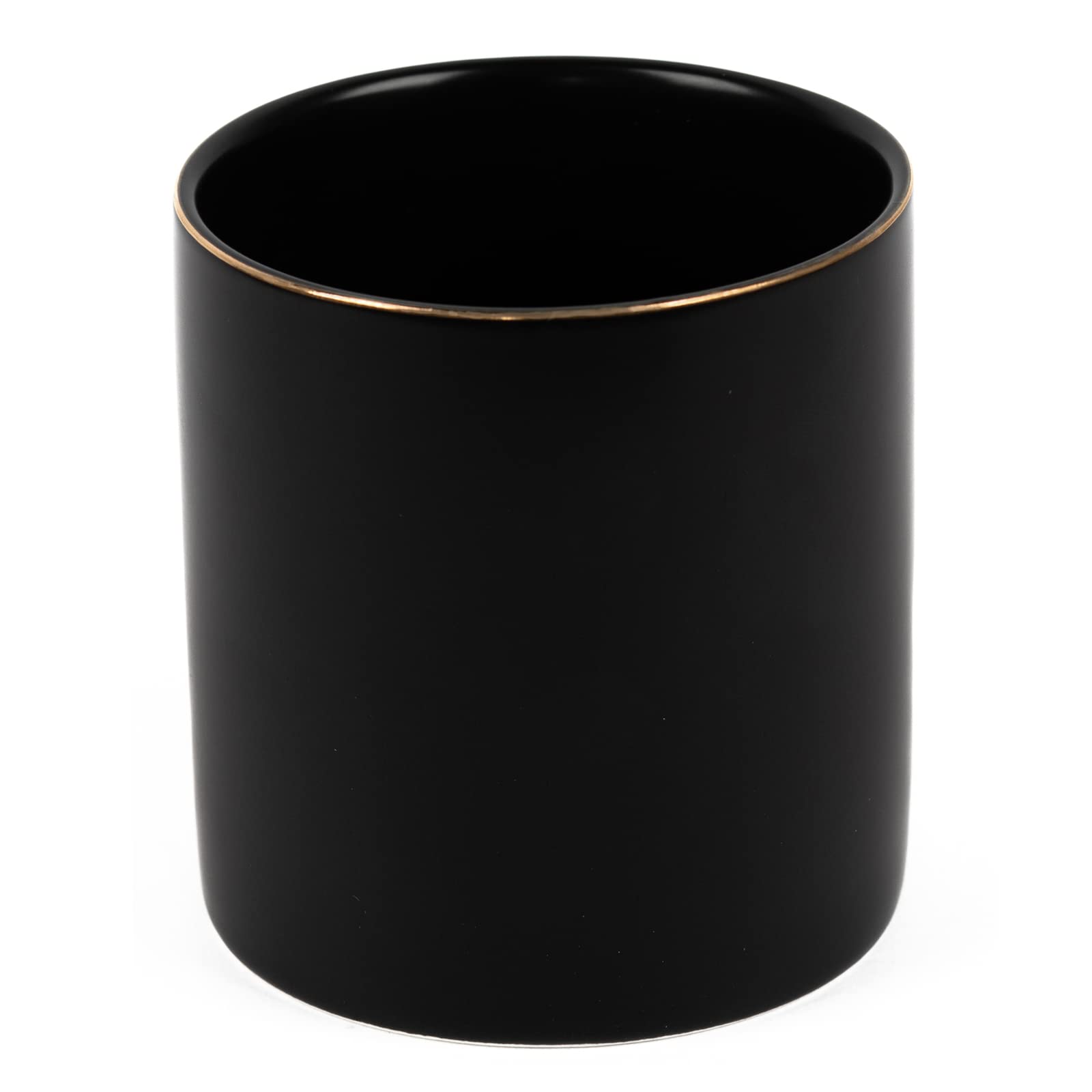 HANKOR Ceramic Pencil Holder for Desk - Cute Gold Trim Pen Aesthetic Makeup Brush Cup Holder Organizer for Desktop Storage Stationery Office Home