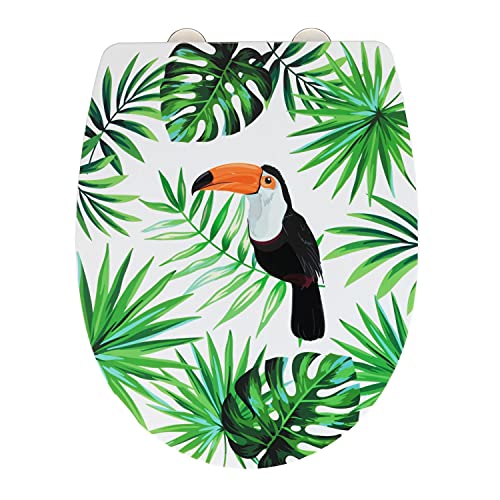 Wenko Premium WC-Sitz Tucan, High Gloss Oberfläche, Toilettendeckel mit Absenkautomatik, aus bruchstabilem Thermoplast, Maße (B x T): 36,5 x 45 cm, mehrfarbig