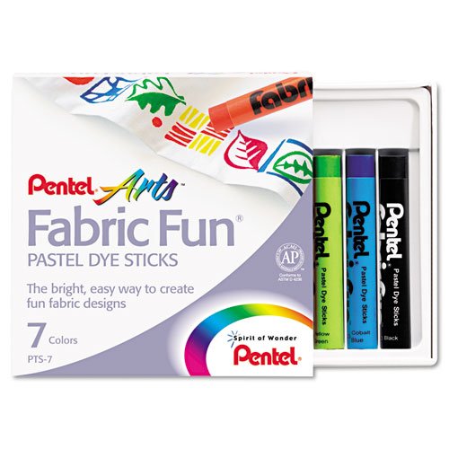 Pentel Fabric Pastel Dye Sticks, Assorted, 7/Set