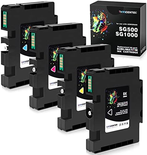 OFFICENTER Sublimation Ink Cartridge Compatible for Sawgrass Virtuoso SG500 SG1000 Printer(1*Magenta, 1*Black, 1*Cyan, 1*Yellow, 4-Pack)