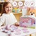 JOYIN Unicorn Tea Party Set for Little Girls, Pretend Pink Tin Teapot Set, Princess Tea Time Play Kitchen Toy with Teapot, Cup, Plate, Carrying Case for Kids Toddlers Age 3 4 5 6, Gift for Christmas