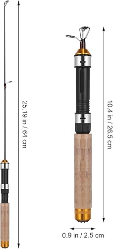 Miniatura 5 de IMIKEYA Caña de pescar telescópica en hielo para jóvenes, herramienta de aparejos compacta y duradera