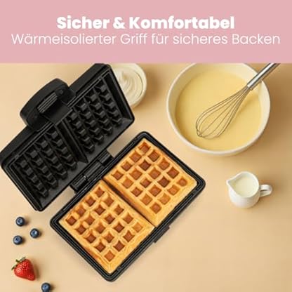 Clatronic® Waffeleisen mit 2 großen Backflächen | Antihaftbeschichtung | Waffeleisen belgische Waffel | stufenlos regelbarer Bräunungsgrad | Belgisches Waffeleisen | Waffle Maker | WA 3606 – Bild 6