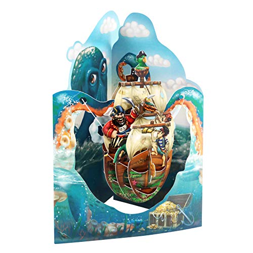 Santoro - Tarjeta Swing Cards Barco Pirata Azul En Oferta Santoro - Tarjeta De Felicitación De Cumpleaños Para Niños, Diseño De Barco Pirata