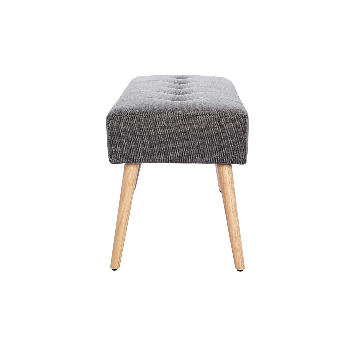 Miliboo Banc scandinave capitonné en Tissu Effet Velours texturé Gris foncé et Bois Clair L96 cm GUESTA