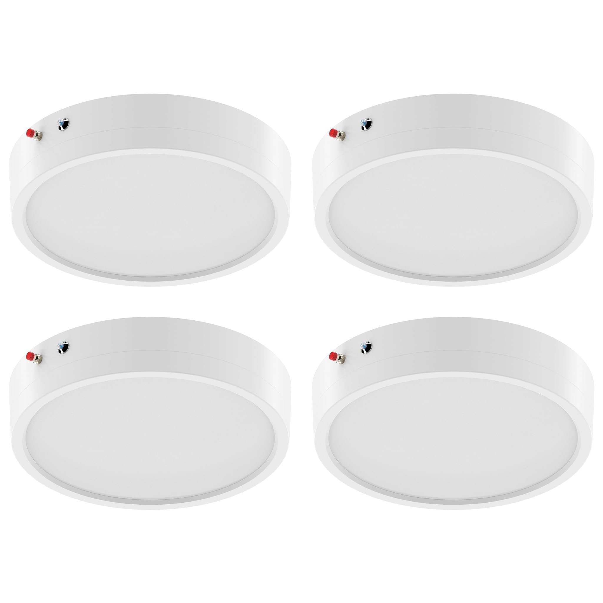 ZAGO 7 Inch Flush LED Lights with Emergency Battery Backup, Wafer Round Disk Light Emergency Kit, Edgelit, 120-277V, Dimmable, 15W, 1000LM, 5CCT Selectable, ETL/Wet Rated, 4 Packs, White
