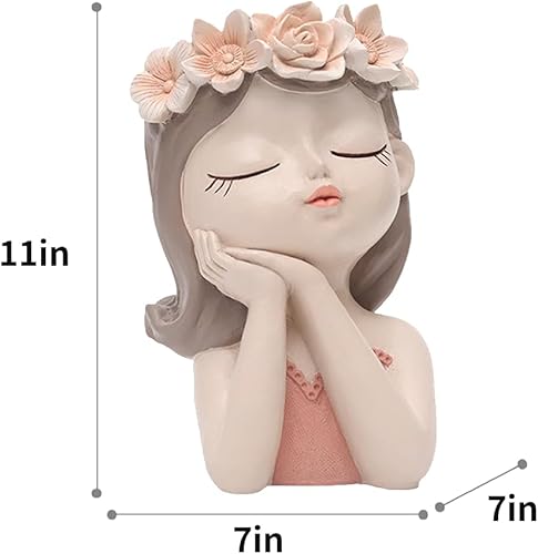 Miniatura 2 de Maceta grande de resina de 11 x 7 pulgadas, con orificio de drenaje, para plantas de interior y exterior (escucha)