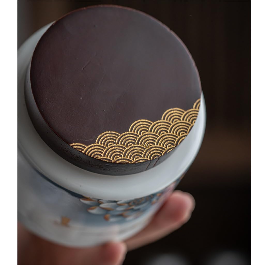 Ceramiczny pojemnik na herbatę, ceramiczny słoik do przechowywania herbaty, kuchenny słoik z zamknięciem, słoik na przekąski, słoik na słodycze, chiński zestaw do herbaty w stylu retro, podwójny sło
