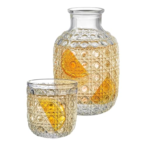 Carafe et verre de chevet,Distributeur de bain de bouche transparent - Carafe d'eau avec verre pour chambre,pour cuisine chambre salle de bain salon repas