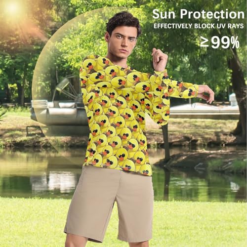 Bolaz Mens UV Protection Shirts Rash Guard Long Sleeve UPF 50+ Funny Duck Quick Dry S4