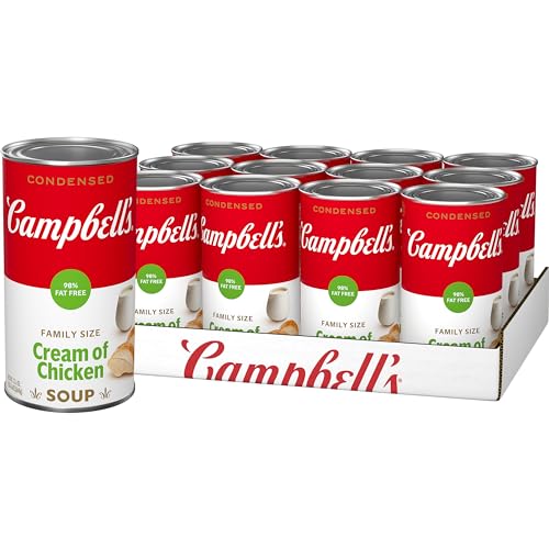 Image of Campbell's Condensed 98% Fat Free Cream of Chicken Soup, 22.6 oz Family Size Can (12 Pack)