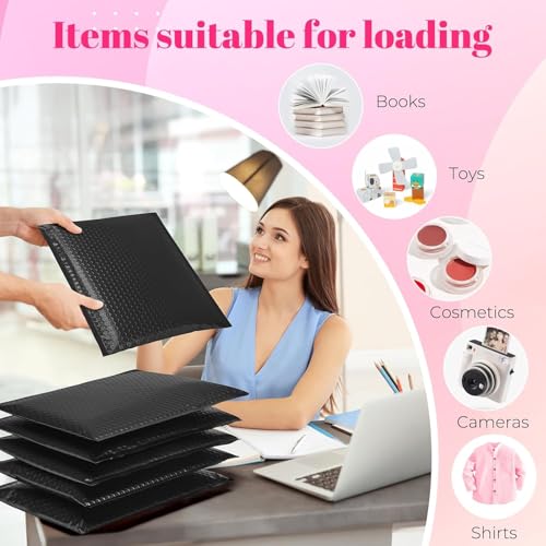 Image of METRONIC Bubble Mailers 10x13 inch Padded Envelopes Black 500Pack Waterproof | Self Seal Large Cushioning,Shipping Bags,Mailing Packaging Bulk for Books Jewelry Makeup Supplies,Tear-Resistant Opaque