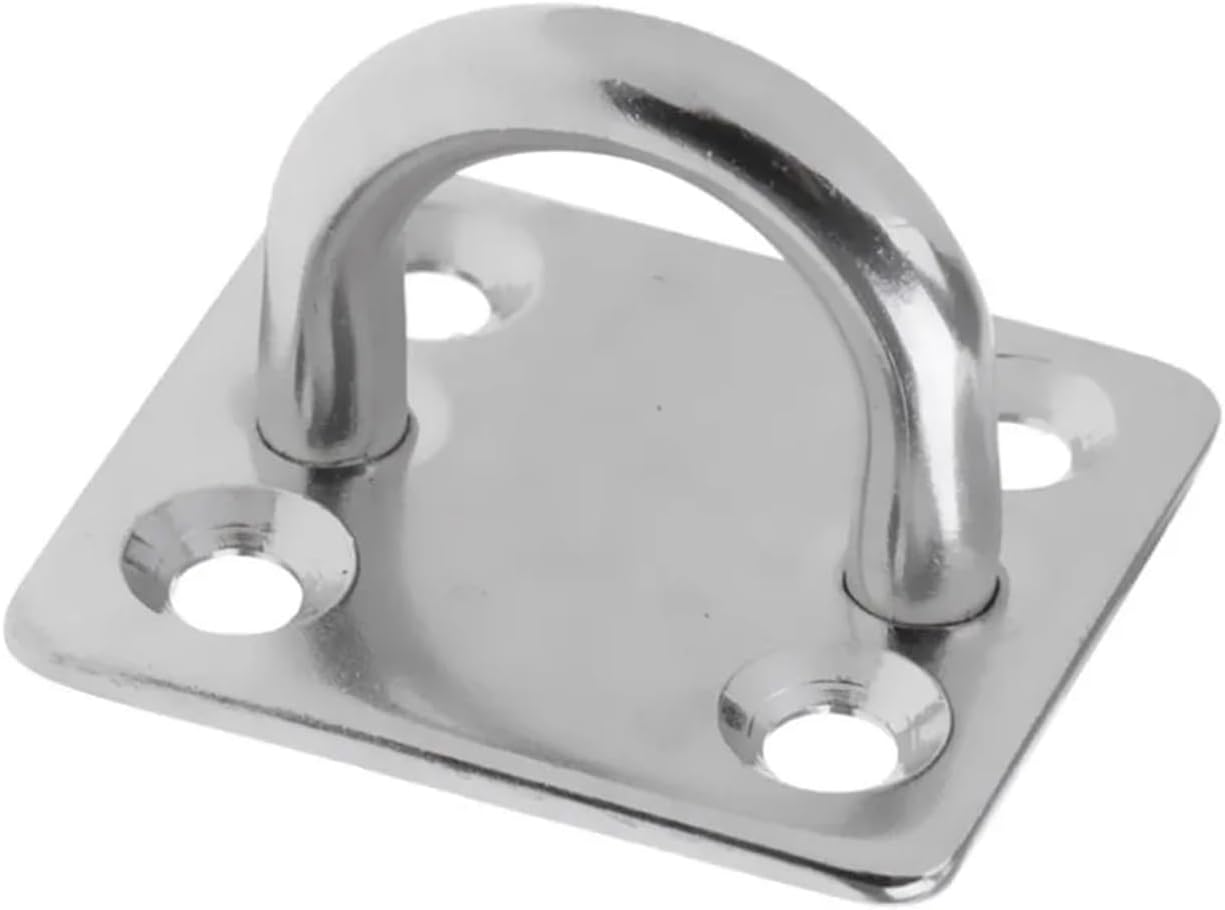 4 Pcs Heavy Duty 304 Stainless Steel Square Pad Eye Plate Shade Sail Sailboat 5/6/8mm for Kayaking Canoe Boat Water Sports Accessories for Ceilings(M8)