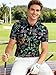 uideazone Funny Golf Shirts for Mens Neon Flamingo Print Slim Fit Polo Shirt Performance Moisture Wicking Athletic Tennis Short Sleeve