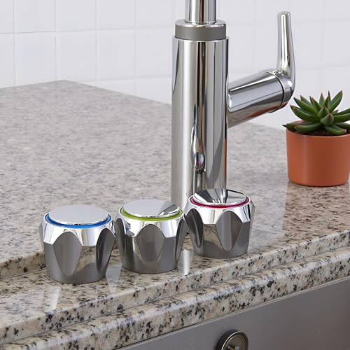 ZGLUZP Ersatz-Wasserhahngriffe, Chrom, Messing, moderner Stil, 5 cm, Heiß- und Kaltanzeige, einfache Installation, 2 Stück