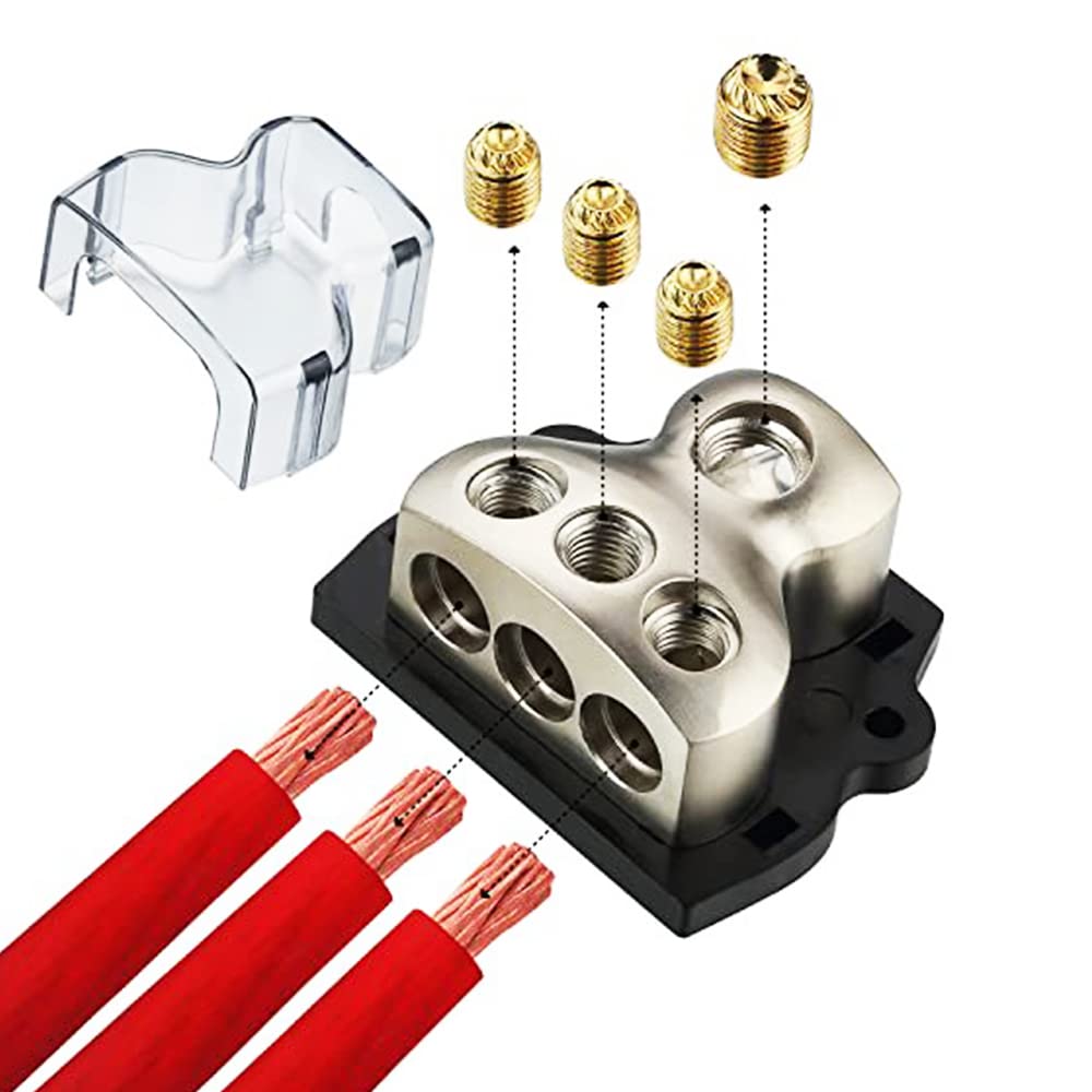 3 Way Power Distribution Block, 1x 0 Gauge In 3x 4 Gauge Out For Car Audio Connection Parts - View #9