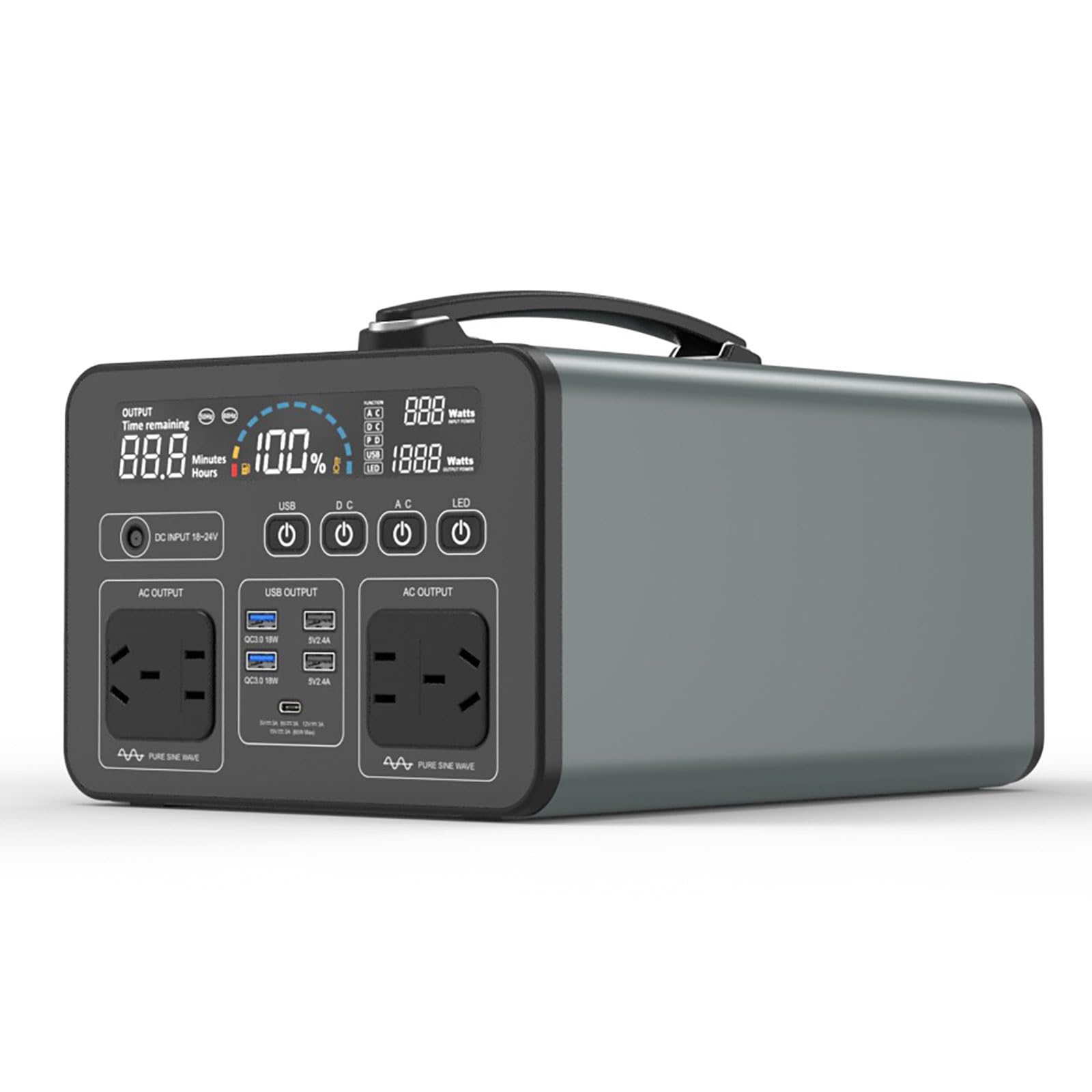 Stazione di Alimentazione Portatile 1038 Wh, con 2 Prese CA a Onda sinusoidale Pura 220 V/1000 W, generatore Solare (Pannello Solare Non Incluso), per Campeggio all'aperto