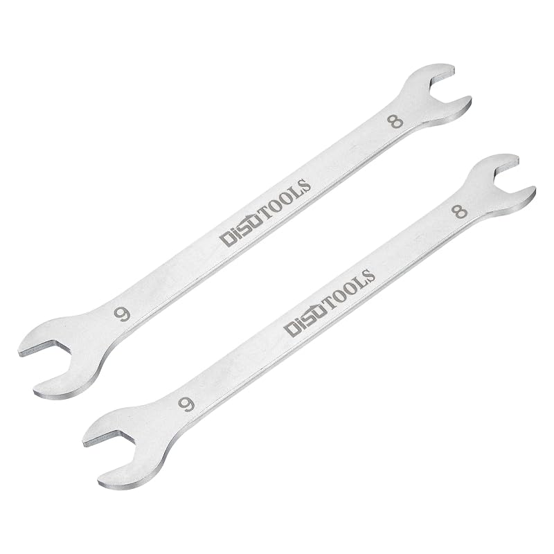 uxcell Kit com 2 chaves de boca finas 8 mm x 9 mm, aço inoxidável 3cr13 com acabamento jateado, 125 mm
