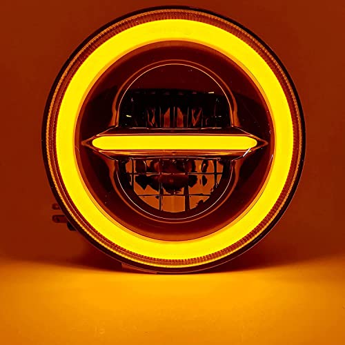 Image of HJG LED Headlight Minus With Ring LED Headlight 110W With DRL, High Beam | 2023 CREE LED | Korean Chip Compatible with Royal Enfield, Thar