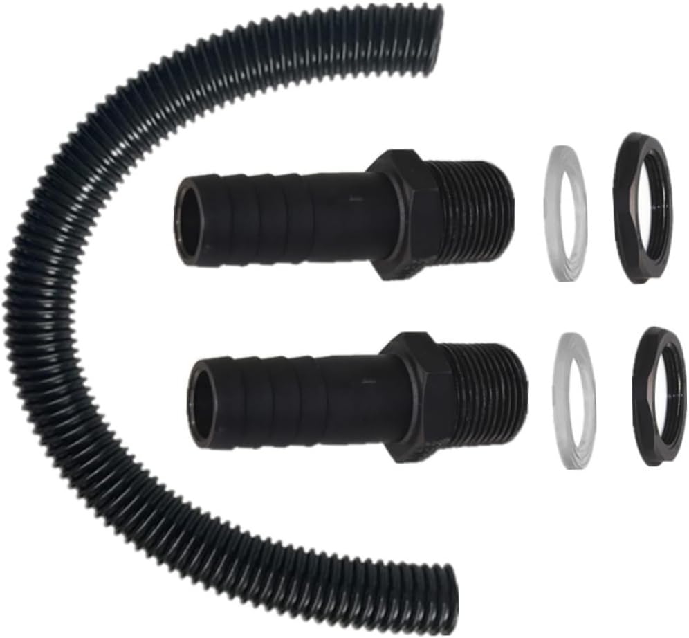 Water Butt Connector Kit 2-Pack Water Butt Connector 25mm Rain Barrel Linking Set with 0.5m PVC Hose Two Tank Fittings..