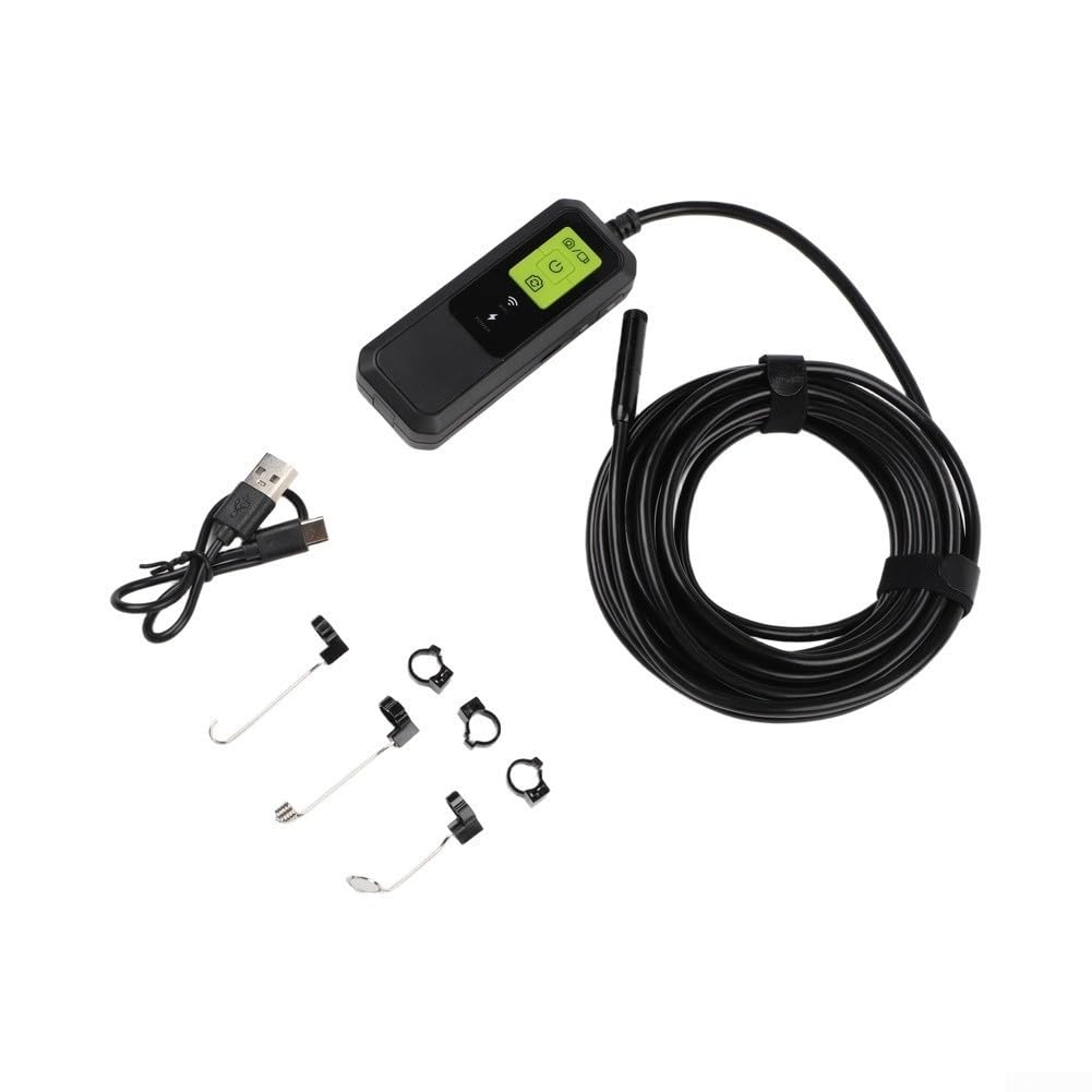8 mm Dual-Objektiv-Inspektionskamera, WLAN, kabellos, Endoskop, 2 MP, HD, Schlangenfernrohr mit Licht für Abflussrohr, Automotor, Wandvermessung (5 m)